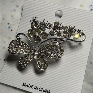Elegant Silver Butterfly Brooch